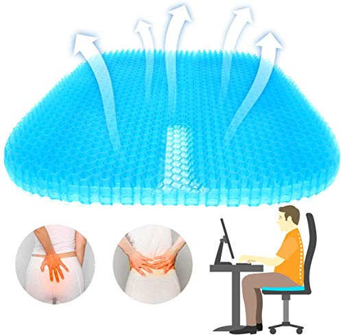 SUPTEMPO - Cojín de Asiento de Gel, con Funda de Asiento de Malla Antideslizante, cojín Grande para el hogar, Coches, sillas de Oficina, Alivio de la presión y Dolor de coxis
