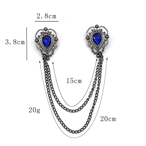 Image of Antique Collar Clips Brooches Lapel Pins for Women Girls Unisex Vintage Elegant Enameled Flower Imitation Pearl Blue Rhinestone Layered Tassel Chain Drop Dangling Necktie Tie Shawl Scarf Dress Accessories Jewelry Christmas Birthday