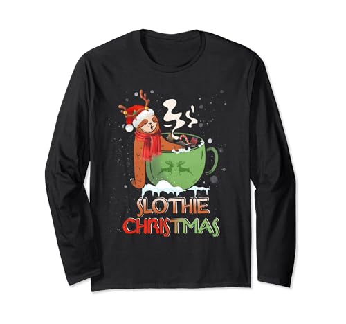 Slothie Christmas Lazy Sloth Xmas Sleep Maglia a Manica