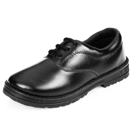 Image of DOCTOR EXTRA SOFT Unisex-Child Kids Boys Black & White Uniform School Shoes with Laces| Memory Foam Cushion & Anti-Bacterial Technology| Lightweight| Comfortable| Durable & Anti-Skid Lacing D-3002