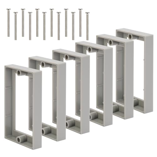 1/2Inch Single Gang Receptacle Outlet Box Extenders,Include 12Screws (6-32 x 1.25),Electrical Outlet Extender for Electrical Outlet Box and Electrical Outlet Switches, Gray (Pack of 6)