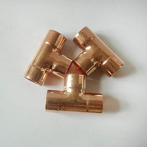 19mm Inner Dia x1.2mm Thickness Copper Equal Tee Socket Weld End Feed Coupler Plumbing Fitting Water Gas Oil
