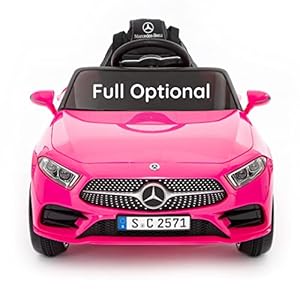 Coche electrico para niños Mercedes CLS 350 AMG (Rosa) Babycar | Coche electrico con Asiento de Piel Oficial con Licencia 12 V Batería con Mando a Distancia 2.4 GHz Puertas abatibles con MP3