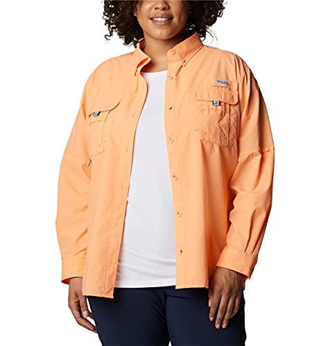 Columbia Women's Pfg Bahama Ii Long Sleeve Shirt, Breathable, Uv Protection, Bright Nectar, Small #TOP5
