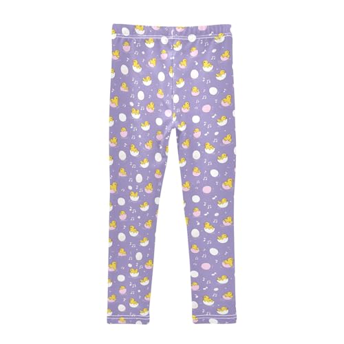 Duck Eggshell Music Pattern Girls Leggings Kids Yoga Pants Athletic Tights Pants 4-10 Years2