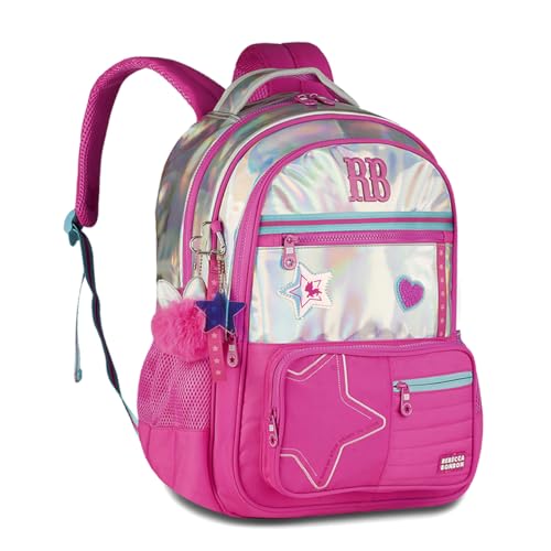 Mochila RB Holografica Feminina Costa Notebook Juvenil Menina (Rosa)