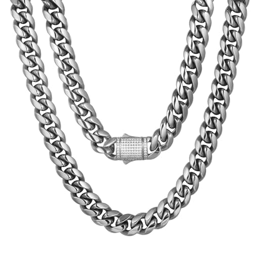 Cadeau de prestige chaîne maillons cubains 10mm en or véritable 14k