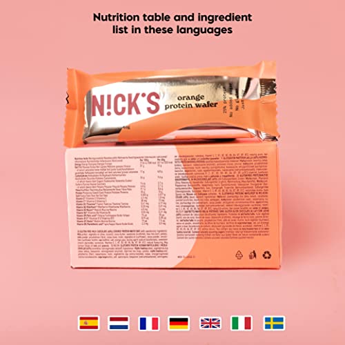 Image of N!CK'S Protein Wafer Bar Orange | 25% Protein (10g) 203 Calories | Low Carb Cookie Bar Snack with No Added Sugar, Gluten Free (24 bars x 40g)