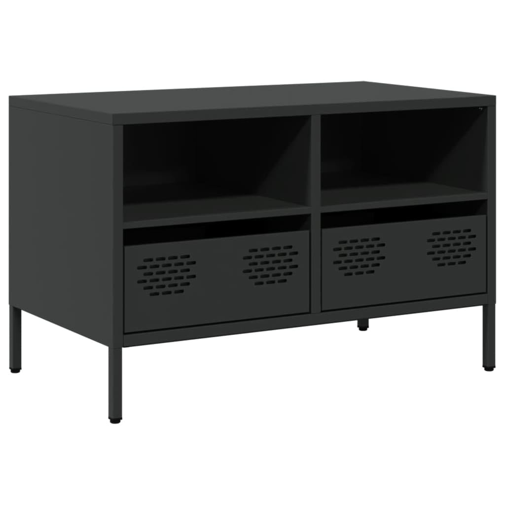 vidaXL TV Cabinet, TV Unit for Living Room Bedroom, TV Stand with Storage, Entertainment Centre, Modern Style, Black Cold-rolled Steel