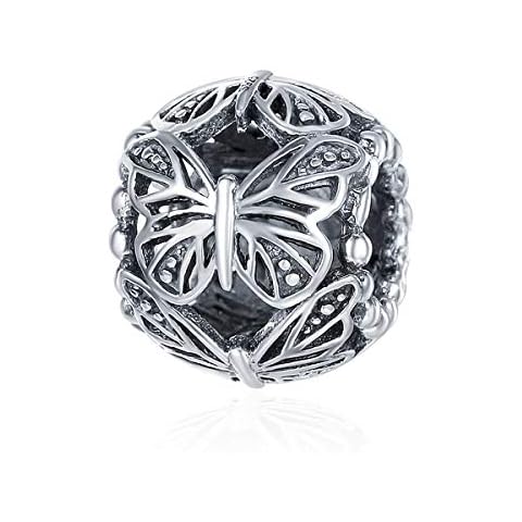 Silver Butterfly 925 Sterling Silver Charm Bead Cover