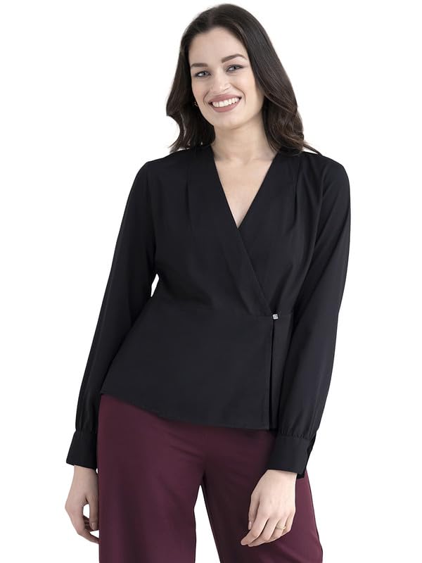 Image of FableStreet V Neck Wrap Top - Black