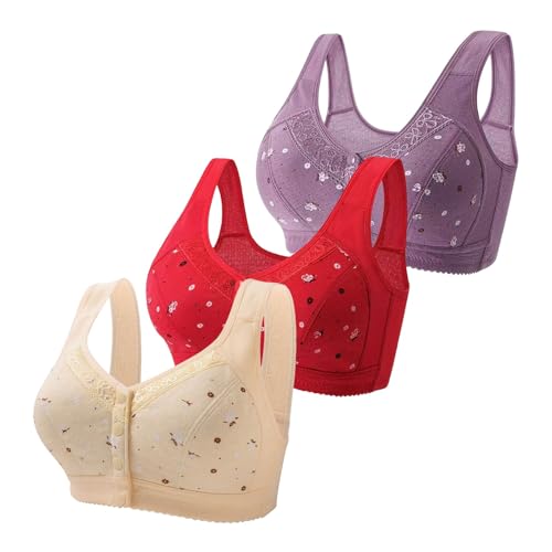 Générique Lot De 3 Soutien Gorge Ouvert Devant sans Armature Brassière Sport Ouverture Devant Soft BH Soutien-Gorge Femme Soutien Gorge Pas Cher Brassières...