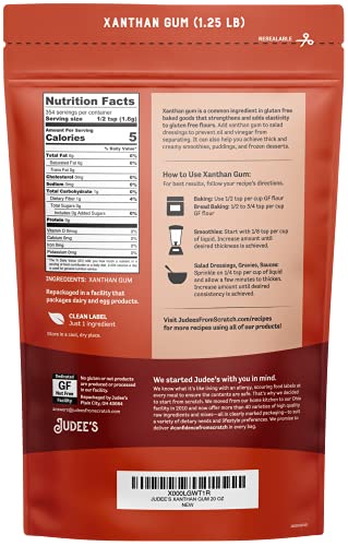 Judee’s Xanthan Gum 20 Oz - 100% Non-Gmo, Keto-Friendly - Gluten-Free And Nut-Free - Gluten-Free Baking Essential - Great For Keto Syrups, Sauces, And Thickening #TOP1