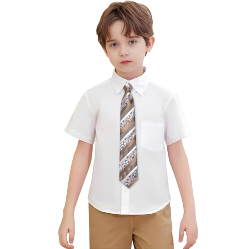Image of Hi-Tie Boys Tie Pre-Tied Pocket Square Set Adjustable Kids Neckties Age 7-11 Years School UniForm Graduation