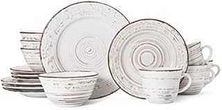Pfaltzgraff Trellis White 16-Piece Dinnerware Set, Service for 4, Distressed White