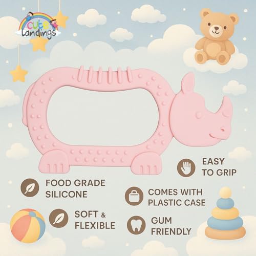Image of Silicone Teething Toy for Newborn Baby Boys & Girls | BPA-Free, Food-Grade | Gum Relief, Chewing Aid |Teether| Easy-to-Grip Essentials (3+ Months)