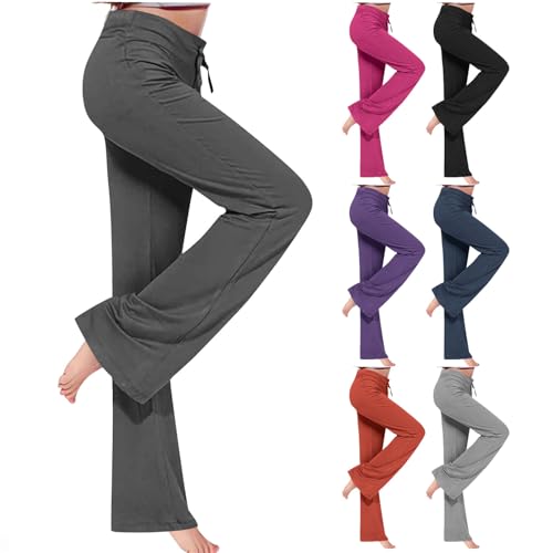 Girls High Waisted Wide Leg Pants Loose Drawstring Workout Flare Leggings Casual Yoga Gym Trousers for Kids 4-14Y2