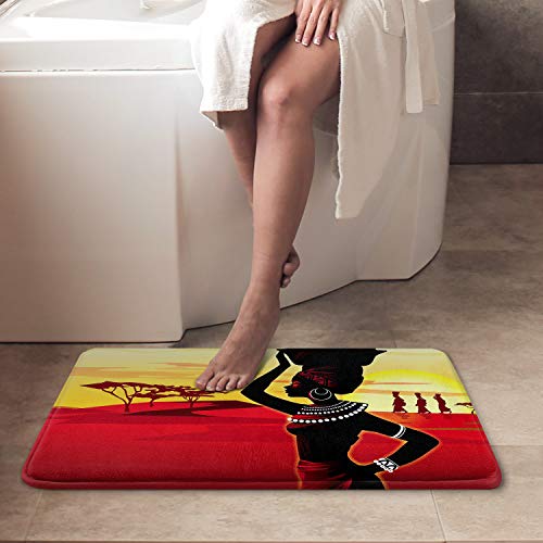 Britimes Bath Mats For Bathroom, Bathroom Mats Rugs No Silp, African Woman Washable Cover Floor Rug Carpets Floor Mat Bathroom Decorations 16X24 Inches For Kitchen Bedroom Indoor #TOP3