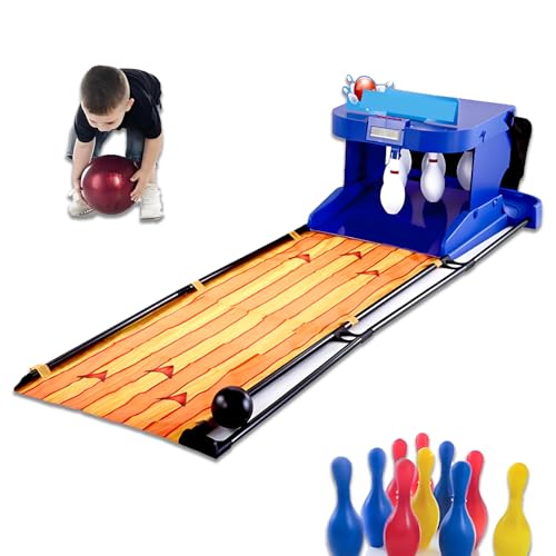 Image of Electronic Bowling Alley Game, Foldable Home Bowling Set with LED Scoreboard, Auto Reset & Sound, Interactive Indoor Game for Family, Kids & Adults
