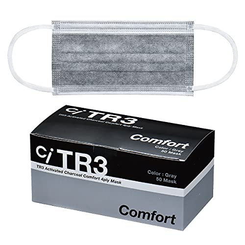 Ciメディカル TR3コンフォートマスク 活性炭4層 グレー 1箱 50枚入 マスク レギュラーサイズ
