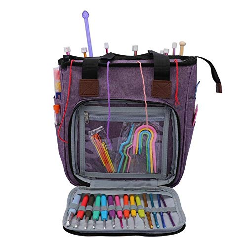 Tooloflife Organizer per lavoro a maglia, borsa portatile per riporre i filati, grigio