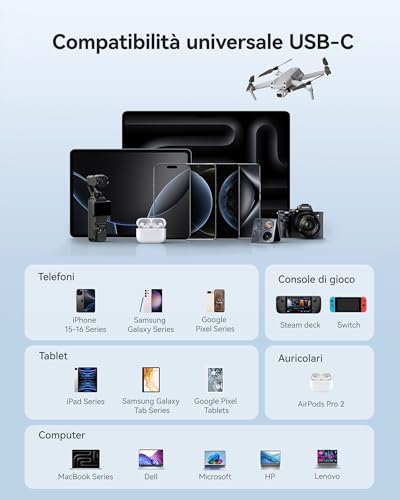 Baseus EnerCore Powerbank 20000mAh 67W Ricarica Rapida, con cavo 70cm USB-C integrato Retrattili, compatibile con iPhone 16/15 serie, iPad, MacBook, PC, Samsung e Altro - Immagine 3