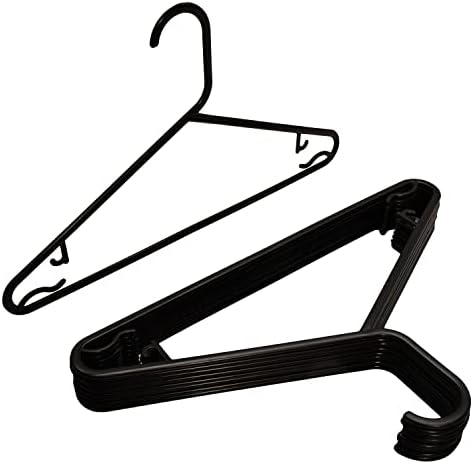 KAPCO Clothes Hangers 5 in 1 (50 Pack, Black) Heavy Duty Strong Adult Coat Hanger, Space Saver Storage Organiser for Wardrobe Closet and Clothing Rail | Non-Slip, Strap Hooks, Suits Trouser Bar & Lips