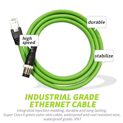 Cable M12 a RJ45, D-Code 4Pin Macho, 1 m, Industrial IP67 miniatura 5