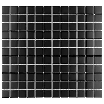 Merola Tile Metro 1" Square Matte Black 6" x 6" Porcelain Mosaic Tile Sample