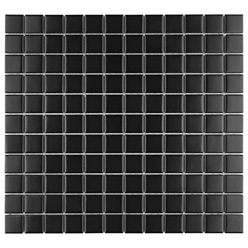Merola Tile Metro 1" Square Matte Black 6" x 6" Porcelain Mosaic Tile Sample