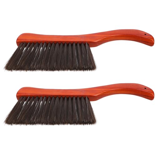 SUPVOX Cepillo para Chimenea de Cerdas Duras Mango de Madera Rojo, 2 Piezas, Cepillo para Cenizas y Limpiador de Estufas de Carbón, Adecuado para Limpieza de Bancos y Estufas de Leña