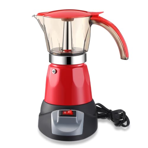 Lemosae Transparent Electric Moka Pot, Red