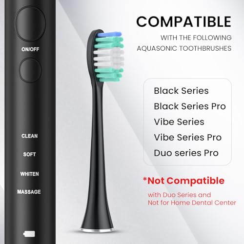 Harobey Replacement Toothbrush Heads Compatible with AquaSonic Black Series, Vibe Series, Black, Pack of 10