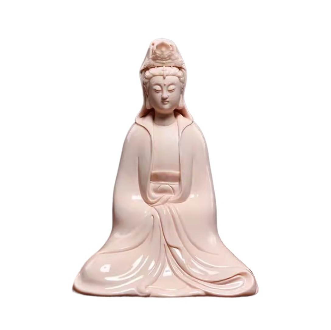 GAOJUNAN Buddha Statue,Zen Altars, 8.2inch Buddha Statue Ceramics Bodhisattva Sitting For Home Living Room Office Decor Desk Shelf Decoration(Rosso)