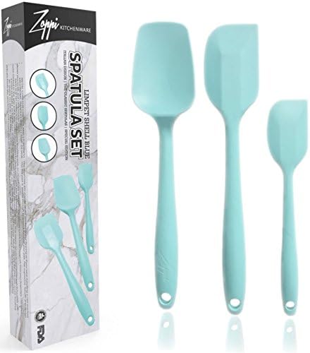 RosyMythZoppi Kitchenware - Premium Silicone Spatulas and Spoon with Steel Core - BPA Free and Antibacterial - Heat Resistant 650F (BLUE)