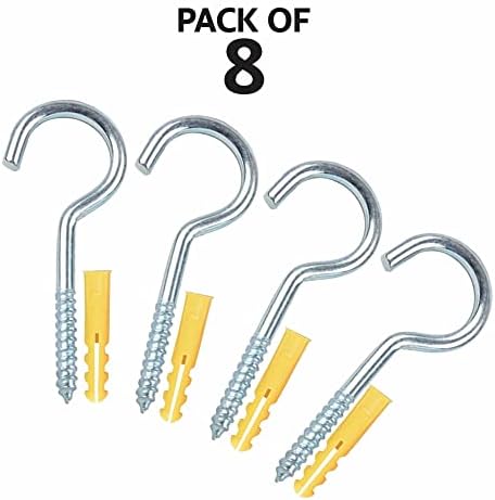 Screw Hooks Outdoor Washing Line Hooks Heavy Duty Clothes Line Hooks for Hanging Stainless Steel Rust Proof Wall Mount Hangers Perfect for Home Office Indoor and Outdoor 90mm in Size (8 Pcs)