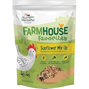 Manna Pro Farmhouse Favorites – Sunflower Mix Up – Premium Grains for Poultry – Made with Non-GMO Purple Corn – High Energy Poultry Feed Supplement – 10lb Bag