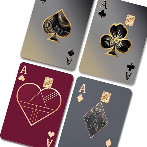 Credit Card Skin, 4PCS Ace Debit Card Skin Cover Set, PVC Waterproof Anti-Wrinkling Poker Bank Card Sticker, Ideal Gift for Wife Daughter Mother Friends