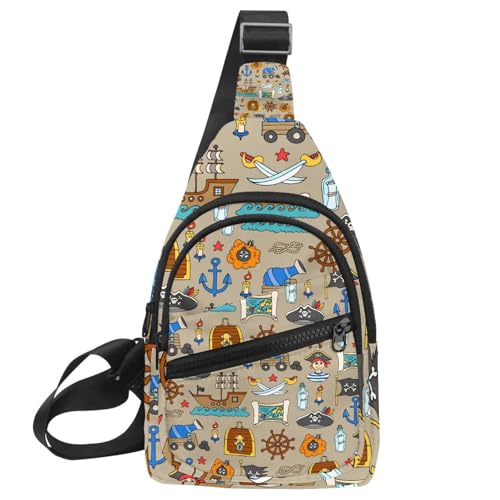 Sac à dos à bandoulière multicolore pour voyage et randonnée Pirates Adventures urbain