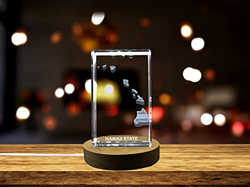 Hawaii 3D Engraved Crystal 3D Engraved Crystal Keepsake/Gift/Decor/Collectible/Souvenir (Small)