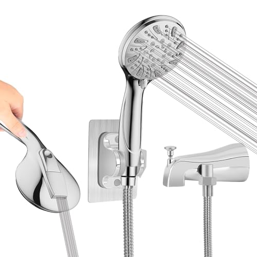 Bathtub Spout with Diverter, 5+1 Settings Handheld High Pressure Shower Head, All Metal Tub Faucet with Sprayer