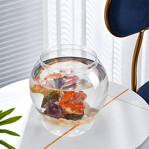 Popetpop Plastic Fish Bowls Round Aquarium Clear Fish Keeper Fishbowl Golden Fish Tank Vase Pot For Wedding Party Event Christmas Holiday Home Decor 18Cm #TOP3