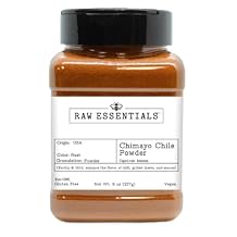 Raw Essentials Chimayo Chile Powder Authentic New Mexico Chile, Mild Heat & Earthy Flavor Rusty Red, Fine Ground Perfect for Enchiladas, Tamales, Chili & BBQ Rubs Non GMO, Gluten Free 8 oz