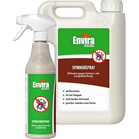 Envira Spinnen-Spray - Anti-Spinnen-Mittel Mit Langzeitwirkung - Geruchlos & Auf Wasserbasis - 500 ml + 2 Liter Cover