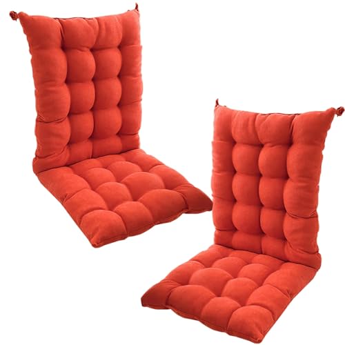 UWOBTN Lot de 1/2/4 Coussin de Chaise avec Dossier pour Salle à Manger,40x40x55cm Bureau Galette de Chaise avec Attaches Jardin Coussins de Siège pour...