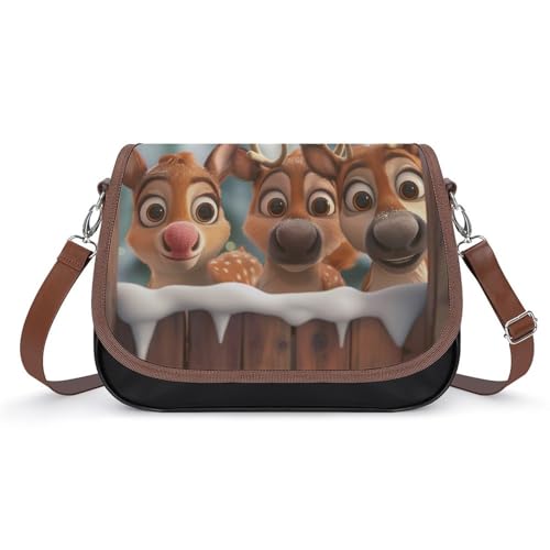 Sac à main pour femmes mignon cerf en cuir et sa bandoulière ajustable