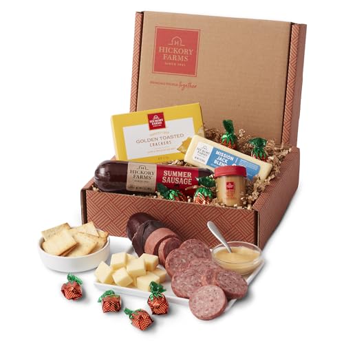 Hickory Farms Farmhouse Meat & Cheese Food Gift Basket (Small) - Box Set | Charcuterie | Summer Sausage | Christmas | Holiday Basket | Housewarming