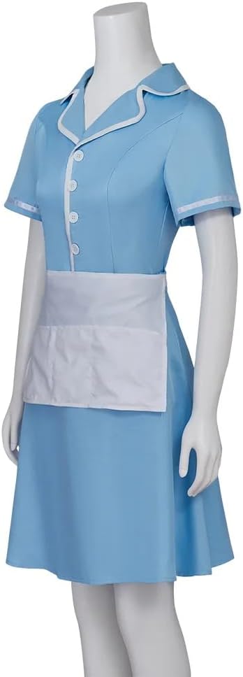 Willyacos Waitress The Musical Cosplay Costume Blue Waiter Maid Costume Uniform Dress Outfit with Apron for Women Adult - Image 3