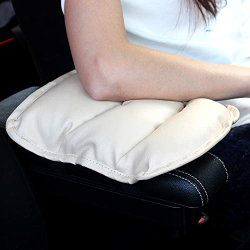 GAMPRO Luxury PU Soft Leather Car Center Console Cushion(11x 8.6 inches) Vehicle Seat Cushions Armrest Pillow Pad for Car Motor Auto Vehicle, Raises Your Center Console.(Beige)