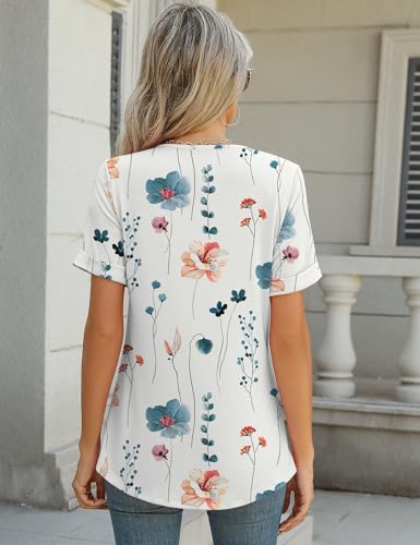 Rapbin T Shirts for Women Short Sleeve V Neck Tshirts Loose Fit Lightweight Soft Casual Summer Spring Tee Tops2